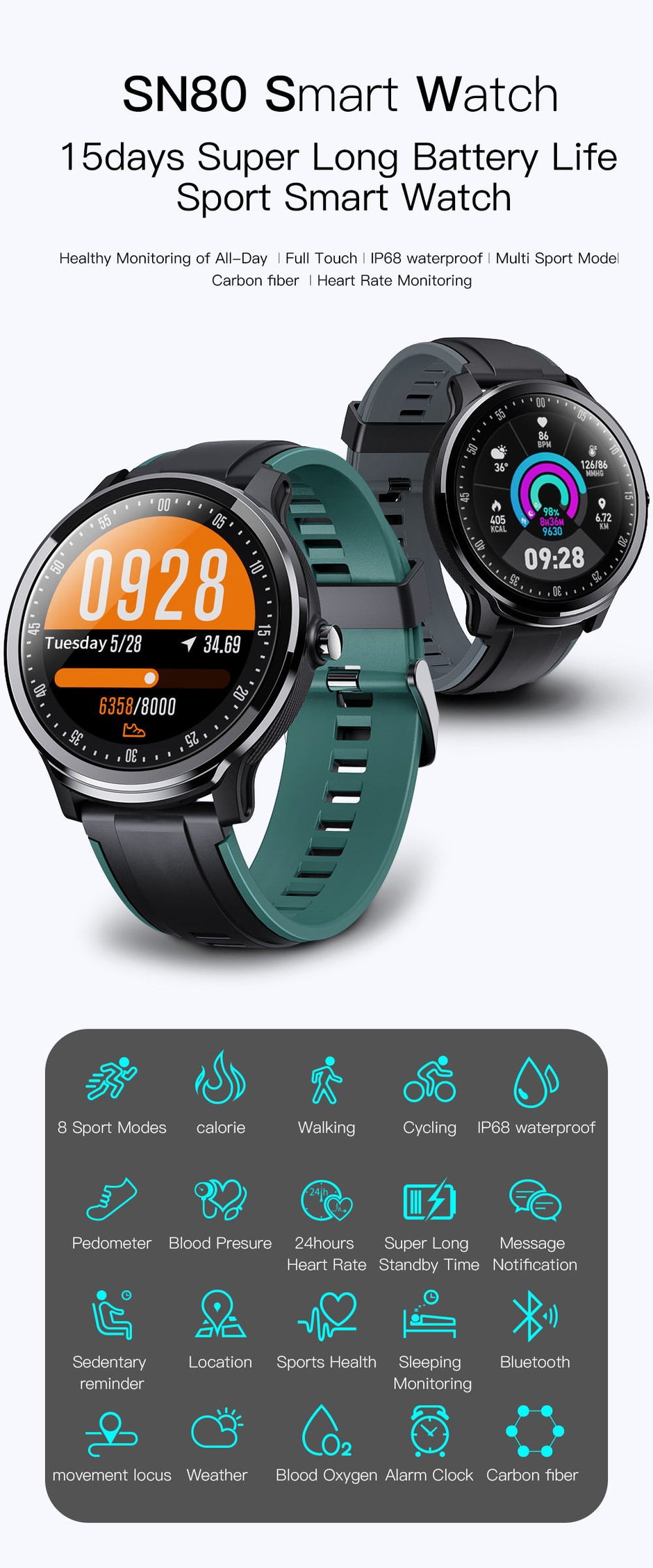 Smart watch fitness tracker